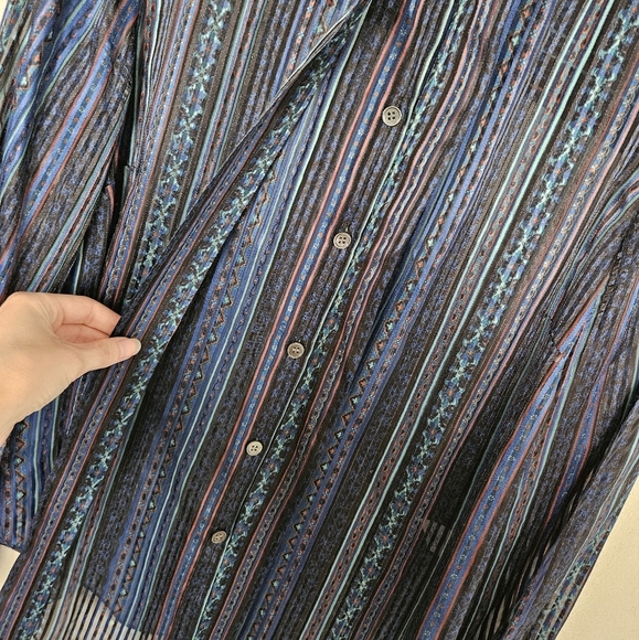 Veronica Beard Navy Malaya Mixed Stripe Tie Silk Button Down Blouse NWT Size 10 - Picture 6 of 14